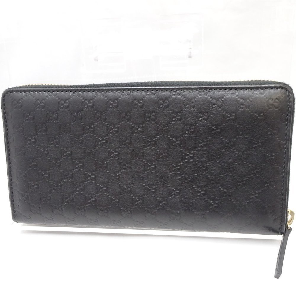 Gucci Long Wallet Round Zipper Micro Leather Black - Picture 2 of 6